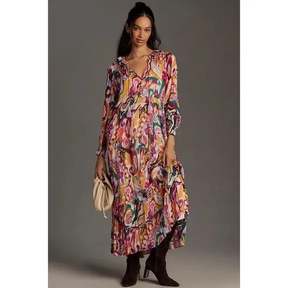 Anthropologie Dresses Anthropologie Odetta Ruffled Vneck Dress